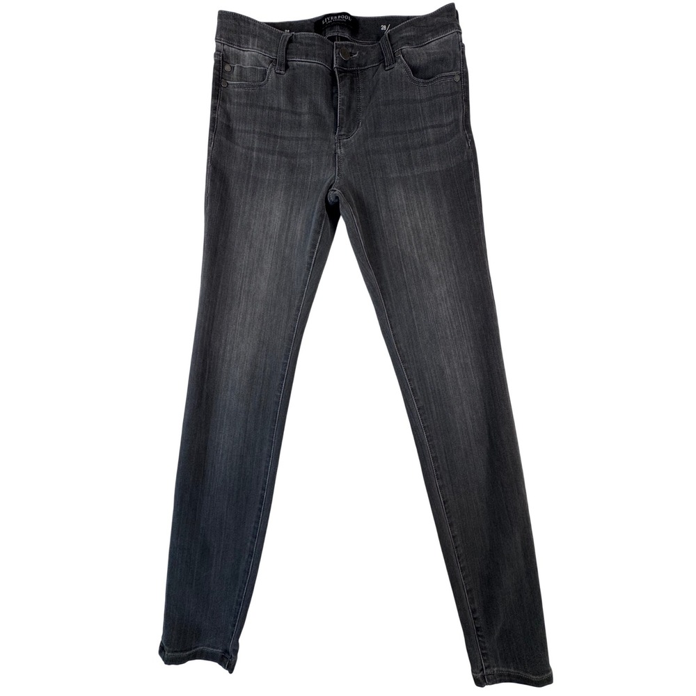 Liverpool‎ The Skinny Jeans Womens 28/6 Black Faded Stretch Denim